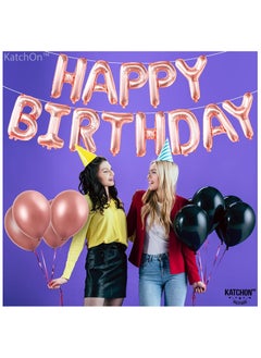 KATCHON Rose Gold Happy Birthday Banner Balloons - 16 Inch | Happy Birthday Decorations  - Image 5