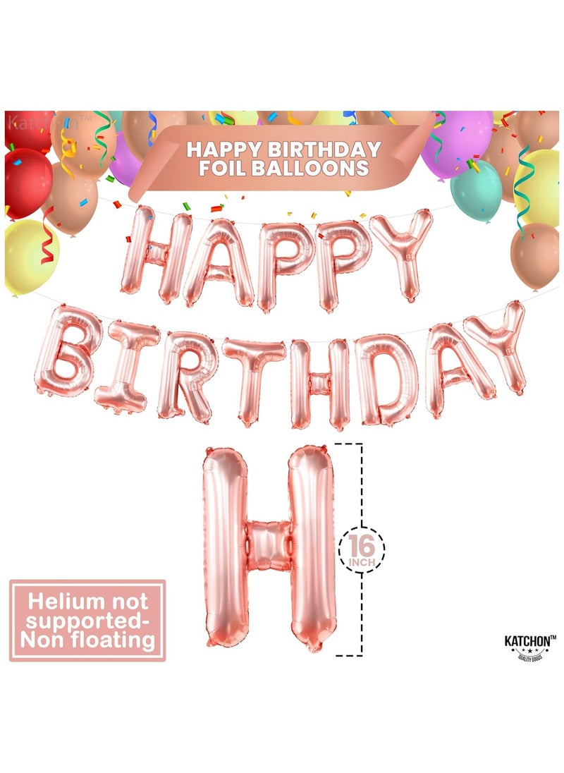 KATCHON Rose Gold Happy Birthday Banner Balloons - 16 Inch | Happy Birthday Decorations  - Image 3
