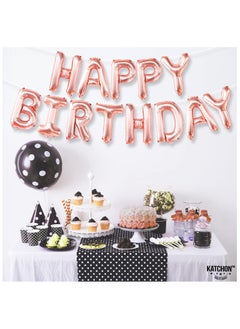 KATCHON Rose Gold Happy Birthday Banner Balloons - 16 Inch | Happy Birthday Decorations  - Image 4