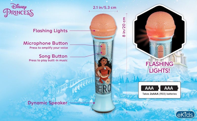 Ekids Disney Princess Moana Toy Microphone For Kids  Musical Toy For Girls With Built-In Music  Kids Microphone Designed For Fans Of Moana Toys For Girls - Image 5