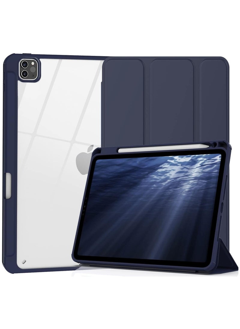 EVO Hybrid Case Compatible with iPad Air 13 inch (2024) M2, [Built-in Pencil Holder] Shockproof Cover with Clear Transparent Back Shell, Auto Wake Sleep, dark blue  - Image 1