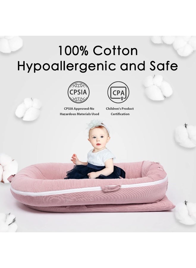 MEXXI Waterproof Corduroy Lounger Cover for Dockatot Deluxe+ Docks | Breathable Cotton Baby Lounger Extra Cover | Hypoallergenic Baby Nest Replacement Cover (Cover Only) (Flamingo) - Image 3