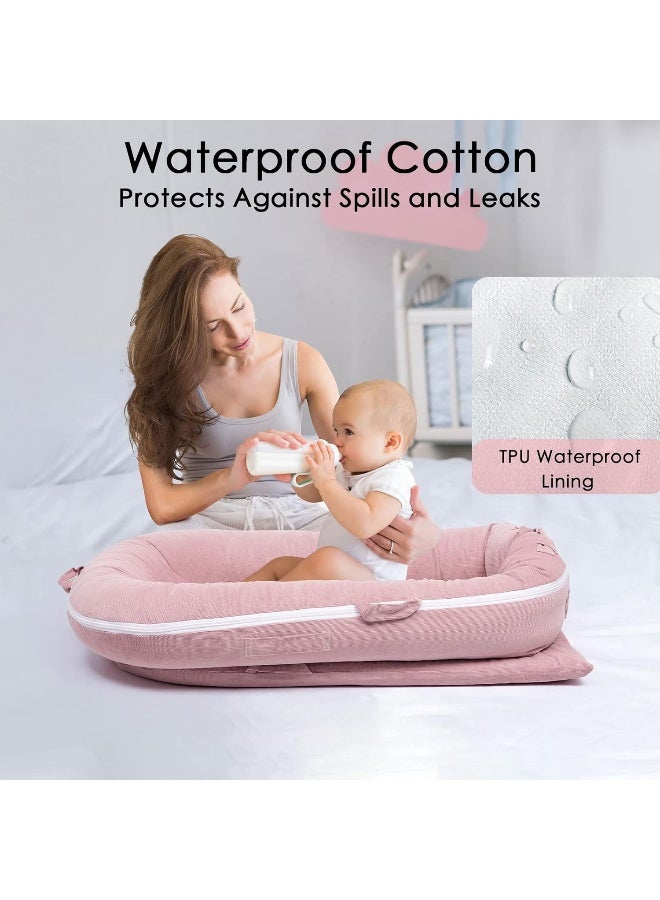 MEXXI Waterproof Corduroy Lounger Cover for Dockatot Deluxe+ Docks | Breathable Cotton Baby Lounger Extra Cover | Hypoallergenic Baby Nest Replacement Cover (Cover Only) (Flamingo) - Image 5