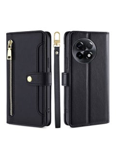 Case Cover For For OnePlus Ace 2/11R Sheep Texture Cross-body Zipper Wallet Leather Phone Case(Black)