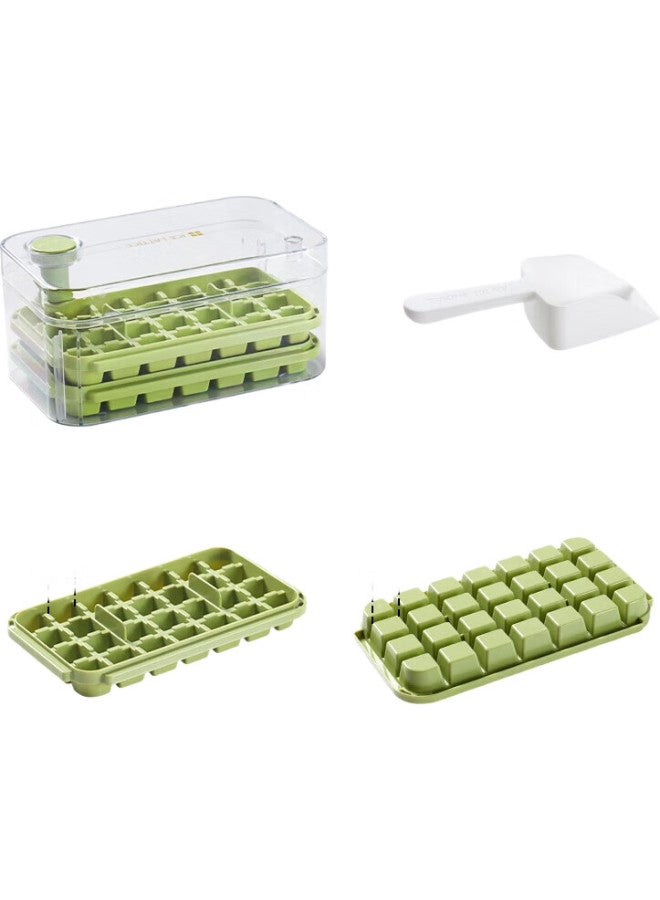 Baijie Ice Cube Mold, Ice Maker Mold, Ice Cube Maker, Ice Tray, Thickened Ice Cube Mold, Storage Box, Green Double-Layer - Image 1