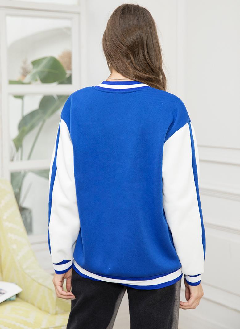 فرايديين كاجول دائري تباين اللون الربط كم منتظم جاكت ازرق - Image 2