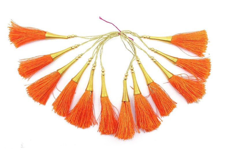 N NAYAB Sei Bella TasselsFringe Pack for Craft Material Suits Earring Jewellery Making Bohemian Look Saree Blouse Dupatta Orange - Image 1