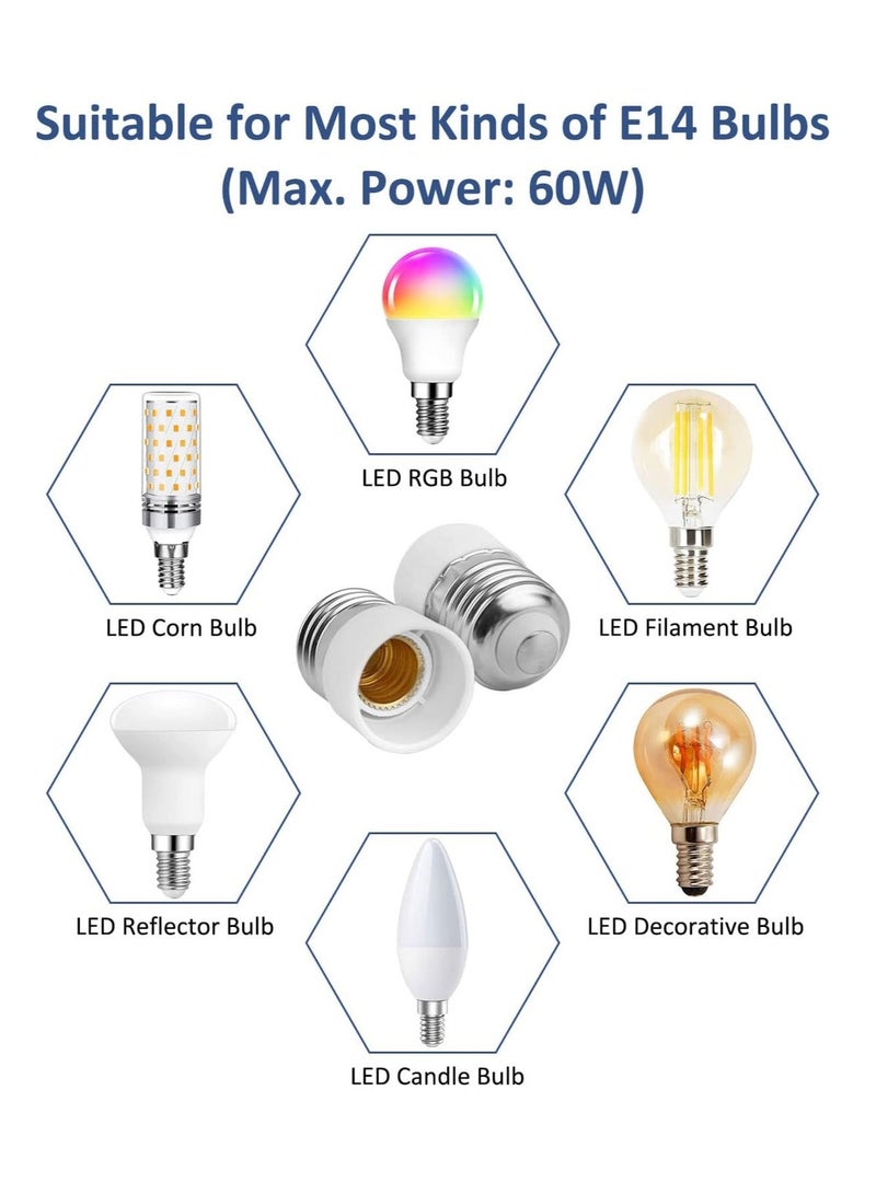 Lezonic E27 to E14 Socket Converter, Screw to Small Screw Edison Bulb Adapter, ES to SES Lamp Base Adapter, Max Wattage 60W, Voltage 0-250V, for LED Bulbs, Incandescent Bulbs, CFL Bulbs, 4 Pack - Image 5