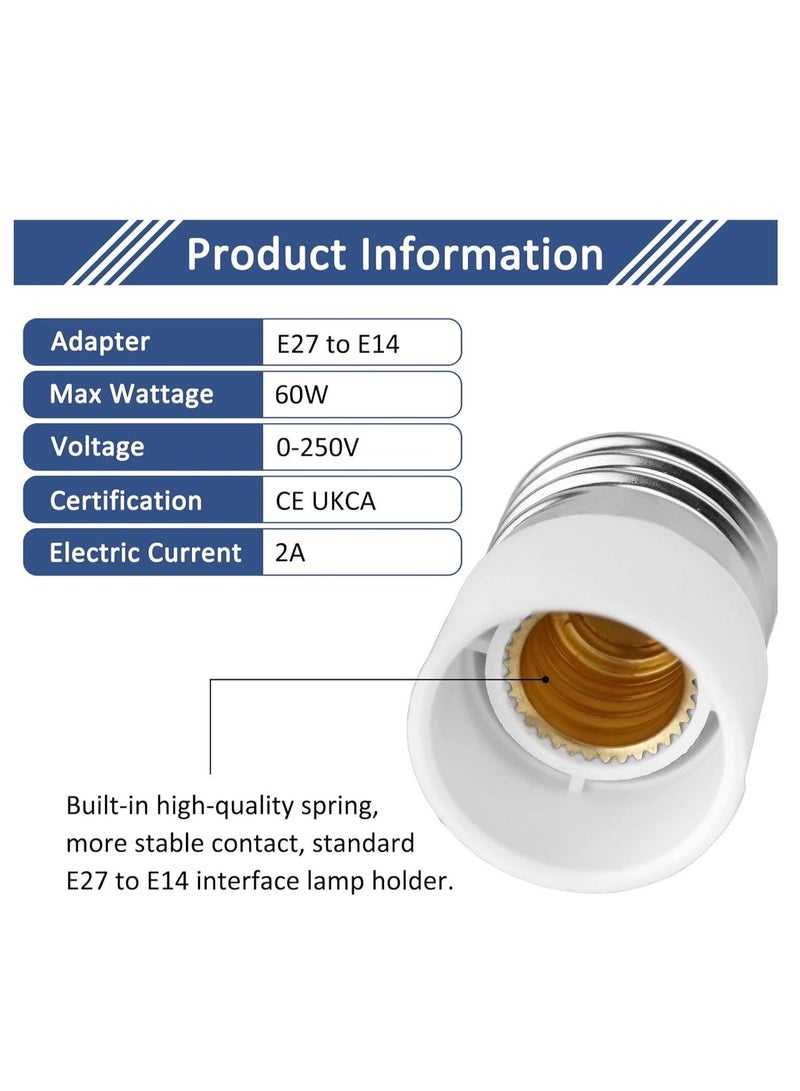 Lezonic E27 to E14 Socket Converter, Screw to Small Screw Edison Bulb Adapter, ES to SES Lamp Base Adapter, Max Wattage 60W, Voltage 0-250V, for LED Bulbs, Incandescent Bulbs, CFL Bulbs, 4 Pack - Image 2