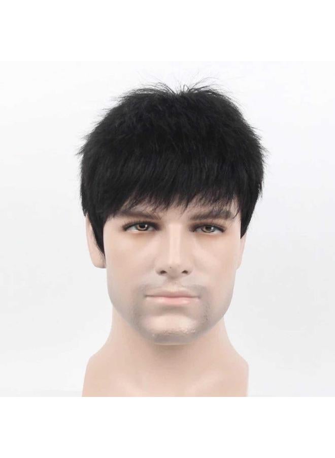 الأزرق جي دبليو شعر مستعار أوروبي وأمريكي ، شعر مستعار رجالي ، شعر قصير رقيق ، آلية شعر قصير ، شعر مستعار ألياف كيميائية ، غطاء رأس men'swig - Image 3