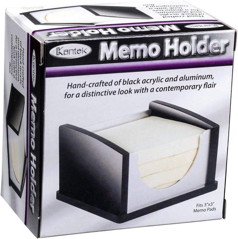 Kantek Black Acrylic and Aluminum Memo Pad Holder for 3x3 Inch Pads - Image 3