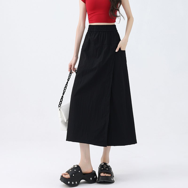 Plus Size High Waist Culottes Skirt Pants 2024 Summer New Black
