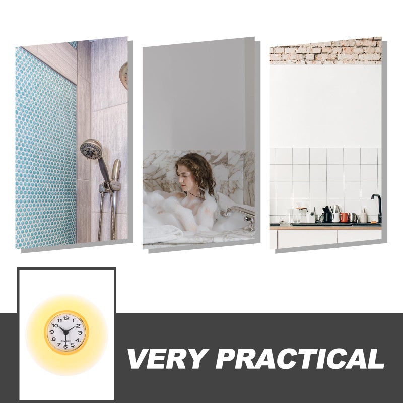 Amber Mirror Wall Clock Waterproof Suction Cup Shower Clock Battery Free Home Decor - Image 4