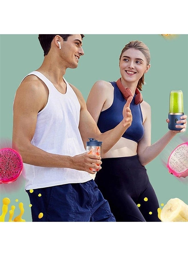 إلترازون Portable Electric Juicer 400ml | Multifunctional Mini Juicer Cup with Lid | USB Rechargeable | Electric Blender with 6 Blades for Smoothies, Milkshakes | Ideal for Office, Outdoor, and Travel | Compact  Portable, Blue - Image 4