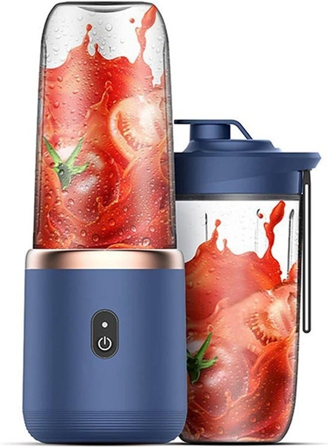 إلترازون Portable Electric Juicer 400ml | Multifunctional Mini Juicer Cup with Lid | USB Rechargeable | Electric Blender with 6 Blades for Smoothies, Milkshakes | Ideal for Office, Outdoor, and Travel | Compact  Portable, Blue - Image 1