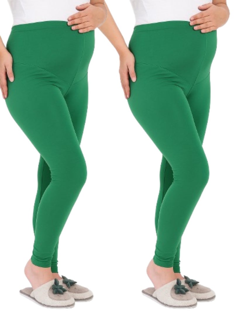 TUMMY Pack of 2 Soft Stretchable High-Waisted Maternity Workout Leggings for Women - Image 1