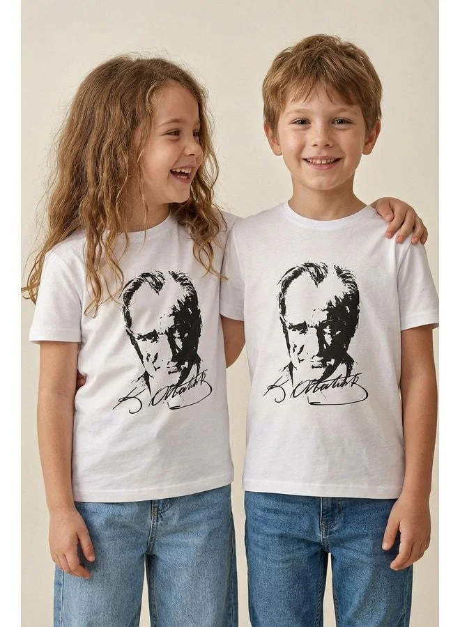 Zuzunga White T-Shirt with Atatürk Print.