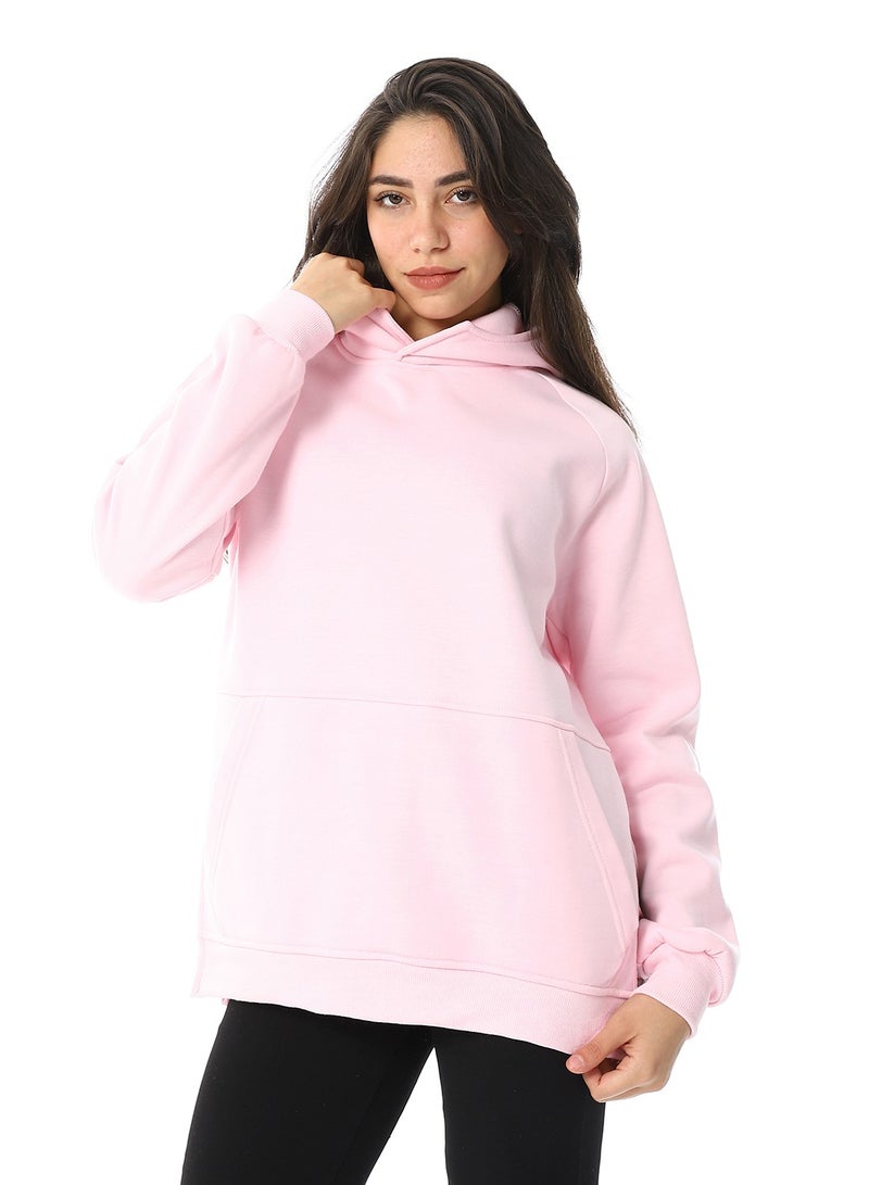 Andora Long Sleeves Slip On Fleeced Plain Hoodie _ Pink - Image 1