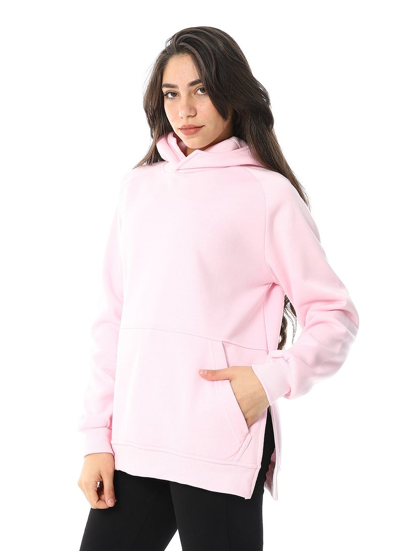 Andora Long Sleeves Slip On Fleeced Plain Hoodie _ Pink - Image 2