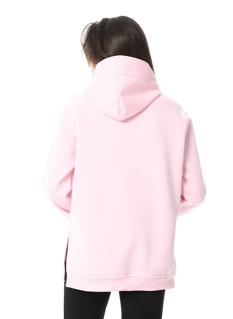 Andora Long Sleeves Slip On Fleeced Plain Hoodie _ Pink - Image 3