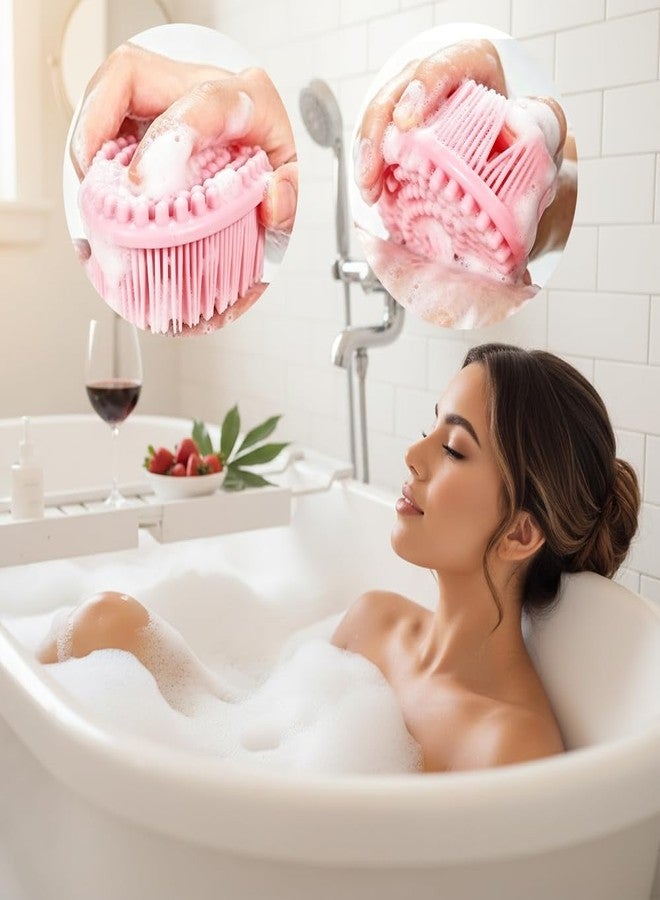 tuzuxcux Silicone Body Scrubber 3 Pack Silicone Loofah Exfoliating Body Scrubber Soft Silicone Shower Brush with Handle Double Sided Bath Body Brush for Women Men Cleaning Massage Sensitive Skin, Lather Well - Image 4