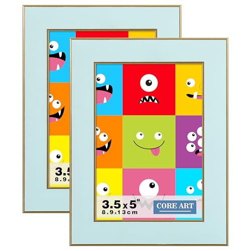 CORE ART 3.5x5 Picture Frames Soft Blue, 3.5 by 5 Colorful Photo Frame with HD Plexiglass, Wall or Tabletop Display, Set of 2 - Image 1