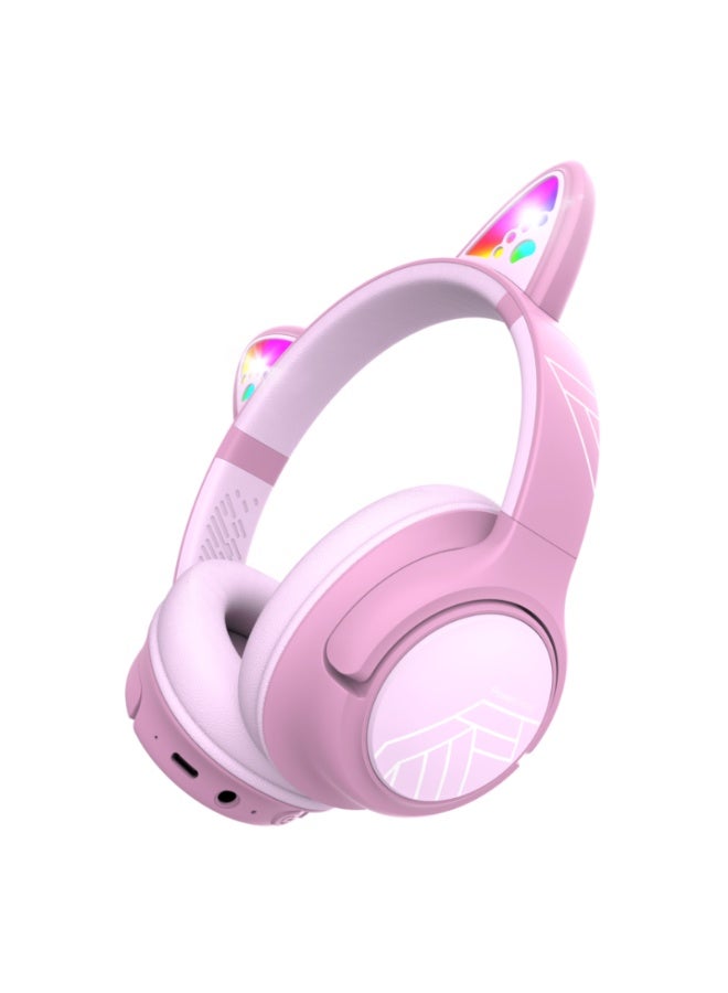 PowerLocus Bobo - Wireless Headphones for Kids - Bluetooth Headphones - 74/85/94dB Volume Limit - Cat Earphones - LED Lighting - Pink - Image 1