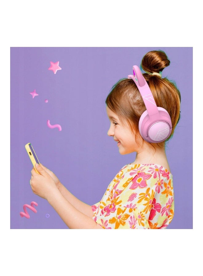 PowerLocus Bobo - Wireless Headphones for Kids - Bluetooth Headphones - 74/85/94dB Volume Limit - Cat Earphones - LED Lighting - Pink - Image 2