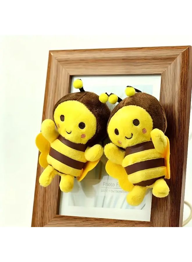 2pcs Cute Bee Plush Doll Pendant Festival Animation Decor Gift Bag Charm - Image 3