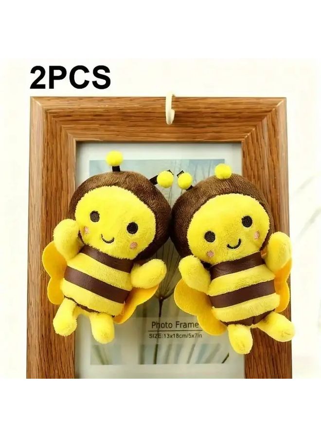 2pcs Cute Bee Plush Doll Pendant Festival Animation Decor Gift Bag Charm - Image 1