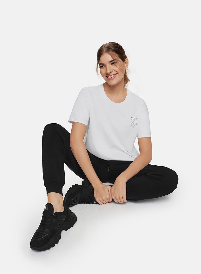 Cardio Bunny Relaxed Logo Tee - White - Image 3