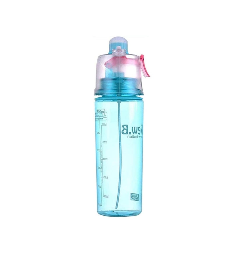 Generic Sports Misting Water Bottle with Spray Function 600ml Teal  - Image 1