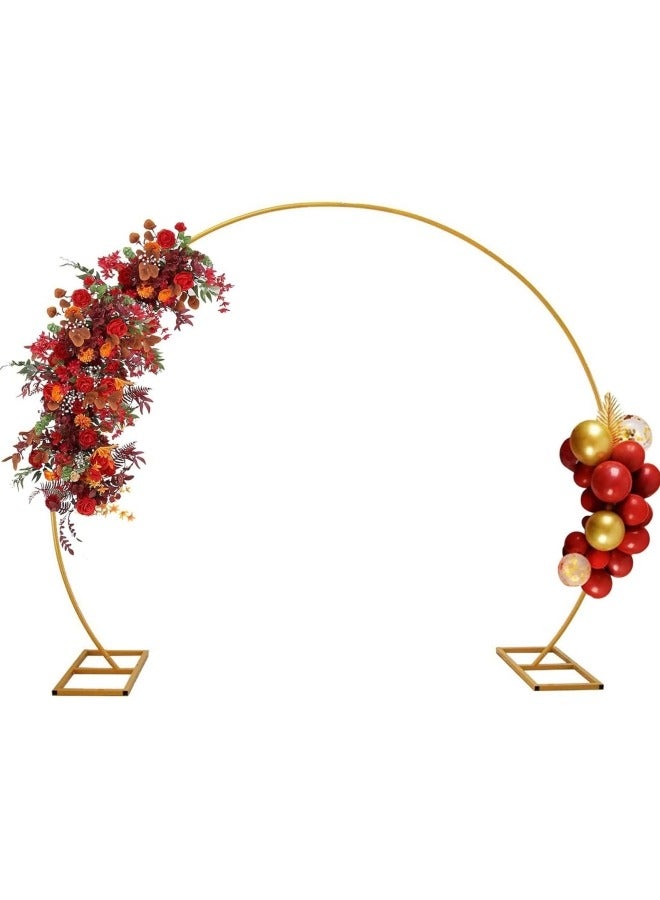 جيجيرو حامل قوس البالونات بطول 9.5 قدم، حامل خلفية دائري، إطار قوس الزفاف الدائري الذهبي - Image 1