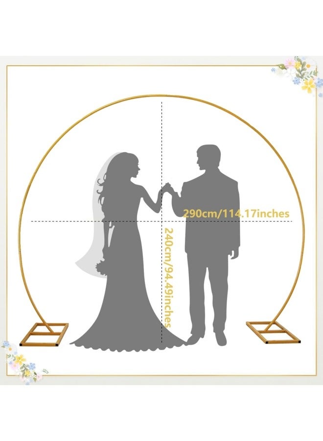 جيجيرو حامل قوس البالونات بطول 9.5 قدم، حامل خلفية دائري، إطار قوس الزفاف الدائري الذهبي - Image 2