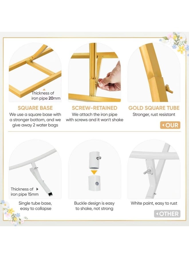 جيجيرو حامل قوس البالونات بطول 9.5 قدم، حامل خلفية دائري، إطار قوس الزفاف الدائري الذهبي - Image 3