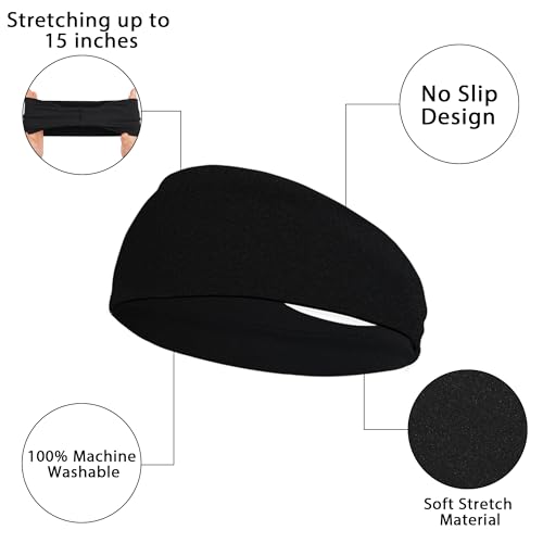 JOYOYO 3 Pack 9cm Unisex Headbands for Women's Hair Soft Stretchy Fabric Kylie Head Band Bandeaux Hair Accessories for Workout Gym Yoga Hair Band(Black) - Image 3