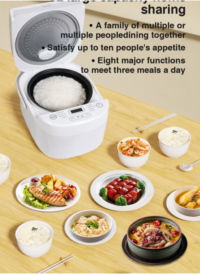ZOLELE Smart Rice Cooker 5L ZB600 With 16 Preset Cooking Functions, 24-Hour Timer, Warm Function, and Non-Stick Inner Pot- Pure White