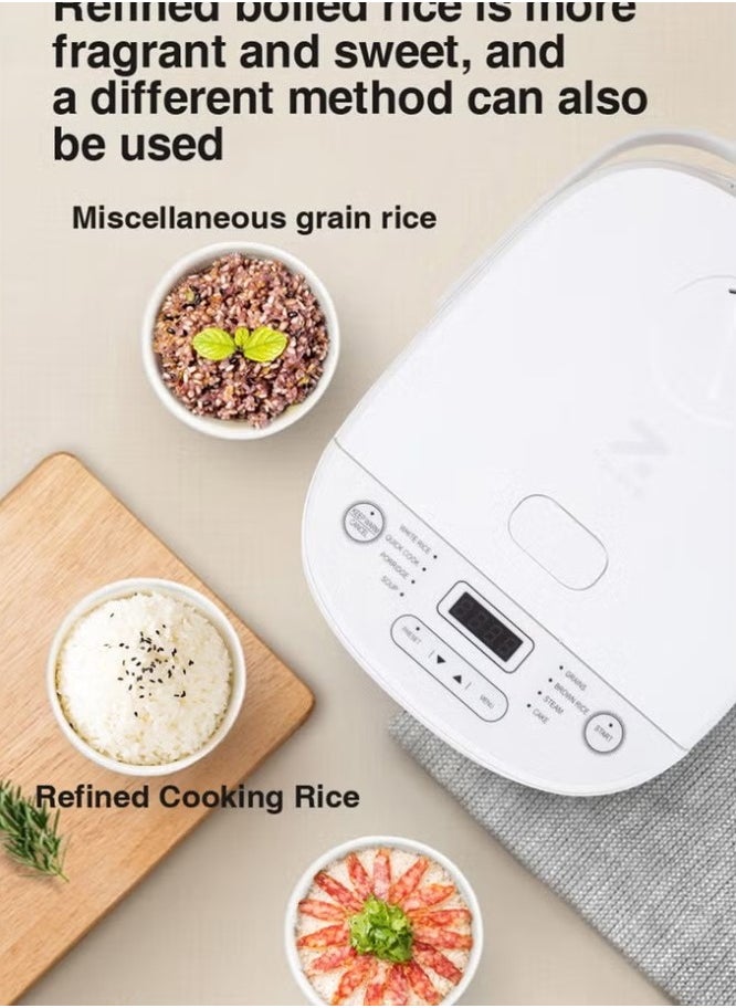 ZOLELE Smart Rice Cooker 5L ZB600 With 16 Preset Cooking Functions, 24-Hour Timer, Warm Function, and Non-Stick Inner Pot- Pure White