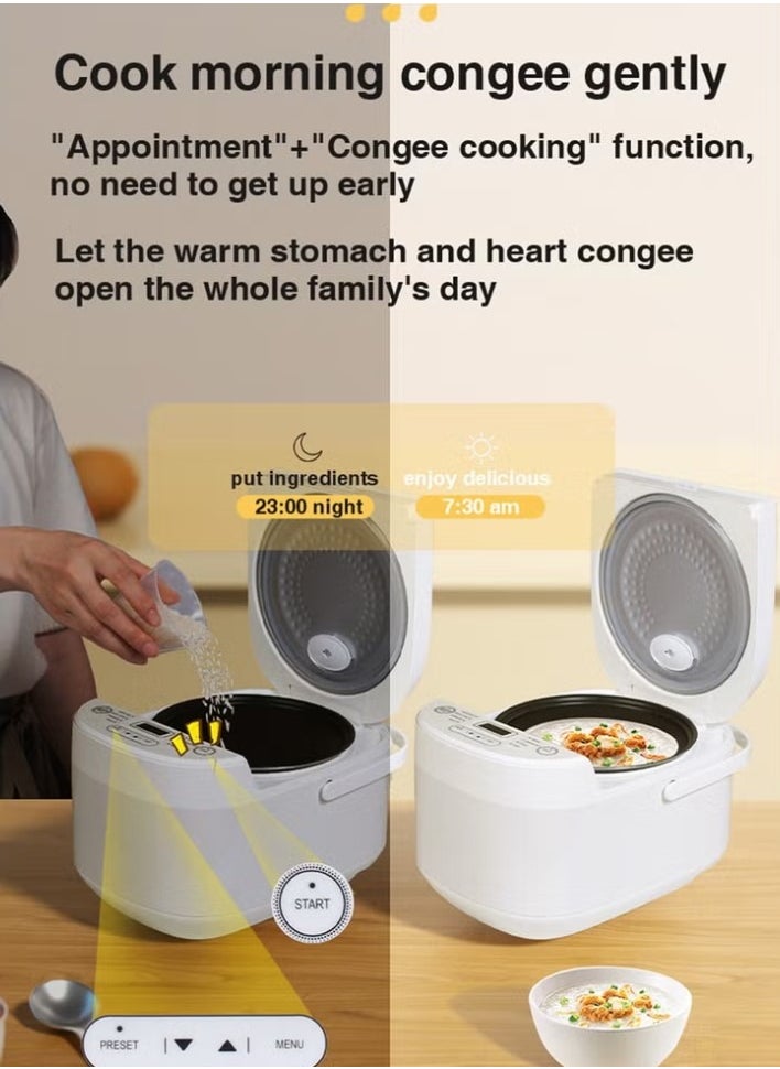 ZOLELE Smart Rice Cooker 5L ZB600 With 16 Preset Cooking Functions, 24-Hour Timer, Warm Function, and Non-Stick Inner Pot- Pure White