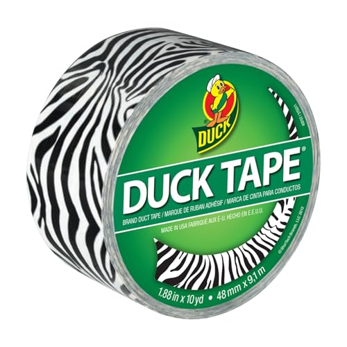 Duck شريط لاصق من علامة البط 1398132 مزخرف، لفة واحدة، 1.88 بوصة × 10 يارد، زيبرا - Image 1