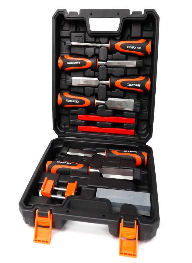Cenforge 10-PC Wood Chisel Set, 6 Wood Chisels with 1 Honing Guide, 1 Sharpening Stone and 2 Carpenter Pencils, Wood Chisels for Woodworking, formones para carpintería - Image 1