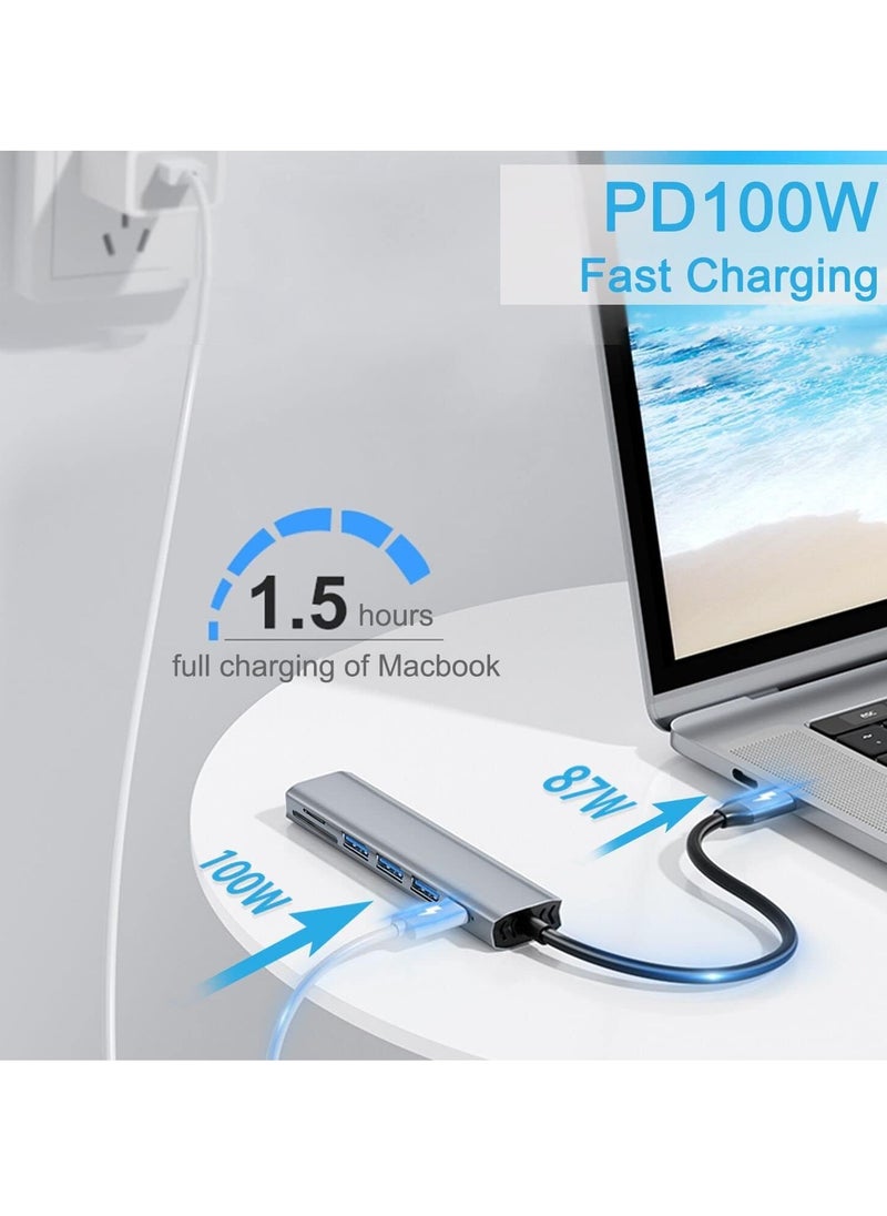 Playx Square USB C Hub 7 in 1,USB C Adapter with 4K HDMI, Two USB-C Ports, USB 3.0, SD/TF Card Reader, Compatible with MacBook Pro & Air USB C Laptop and Other Type C Devices,Supports 100 W Fast Charging  - Image 4