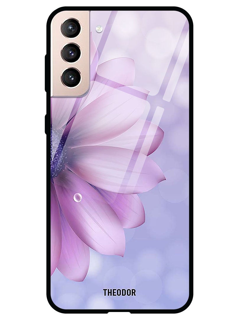 Theodor Protective Tempered Glass Case Cover Samsung Galaxy S21  Purple Flower - Image 1