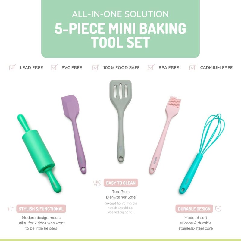 Melii 5 Piece Mini Baking Tool Set for Kids - BPA Free Silicone Utensils - Image 2