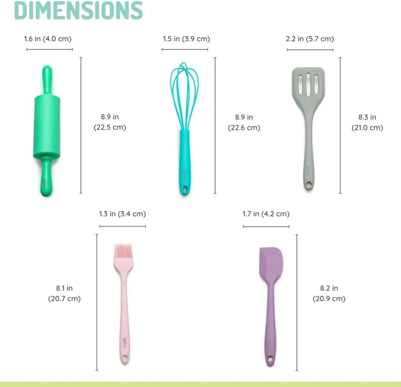 Melii 5 Piece Mini Baking Tool Set for Kids - BPA Free Silicone Utensils - Image 3