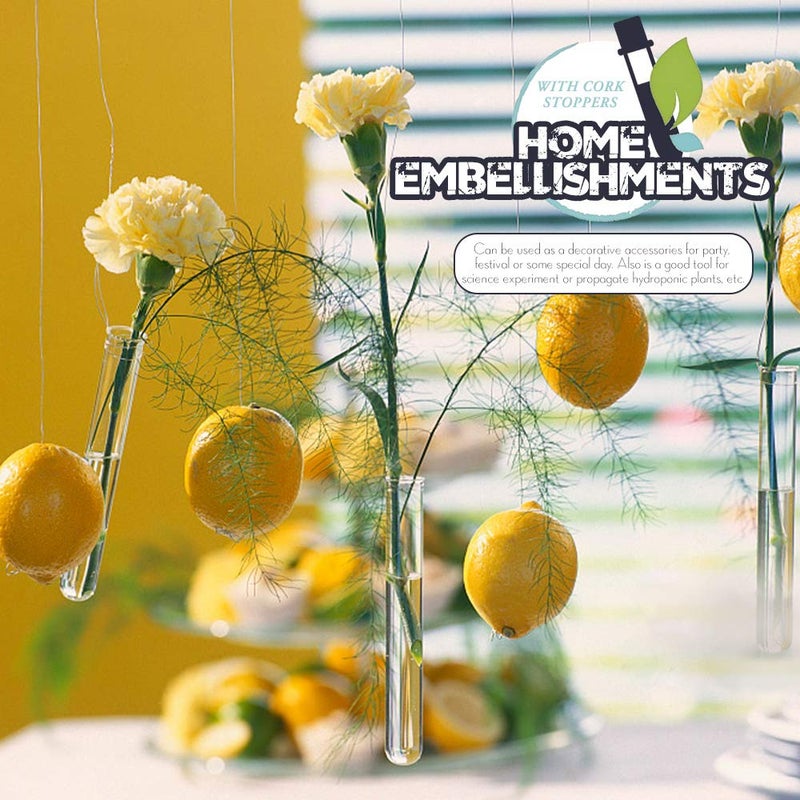 HNYYZL 25 قطعة أنابيب اختبار بلاستيكية شفافة مع أغطية من الفلين، 15x100 مم 10 مل، ختم جيد لتخزين المجوهرات، حبات البذور، مسحوق، توابل، سائل، للاستخدام في المختبر أو الزينة - Image 5