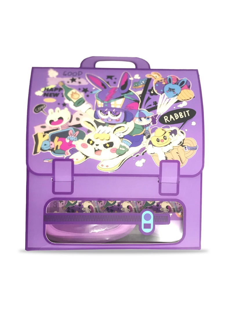Eazy Kids Set Of 2 Lunch Box And Water Bottle - Rabbit - Purple  - Image 4