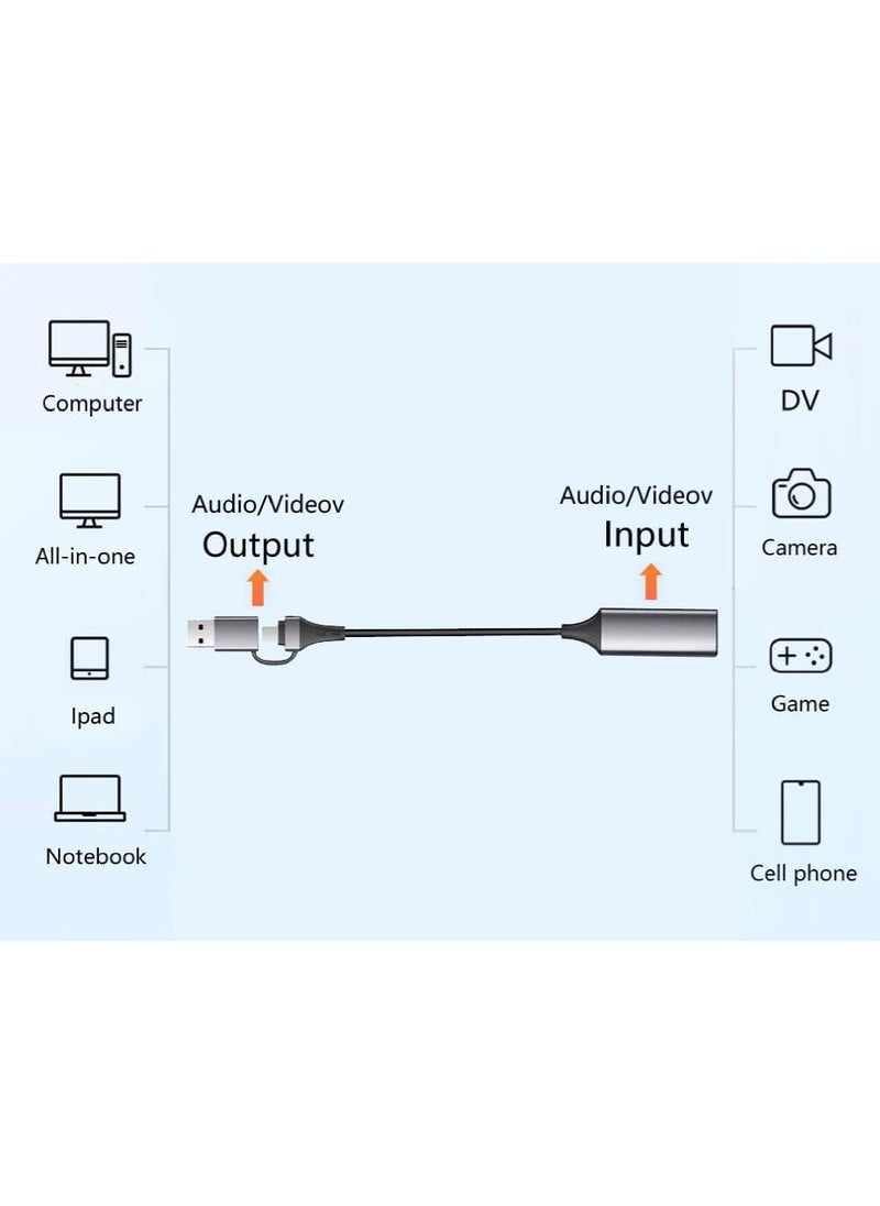 كابتن تيك بطاقة التقاط الفيديو بطاقة تسجيل الفيديو رائعة 4K HDMI إلى 1080P 60 هرتز USB C للألعاب ومسجل التلفزيون المتدفق مع محول USB3.0 لضبط  - Image 2