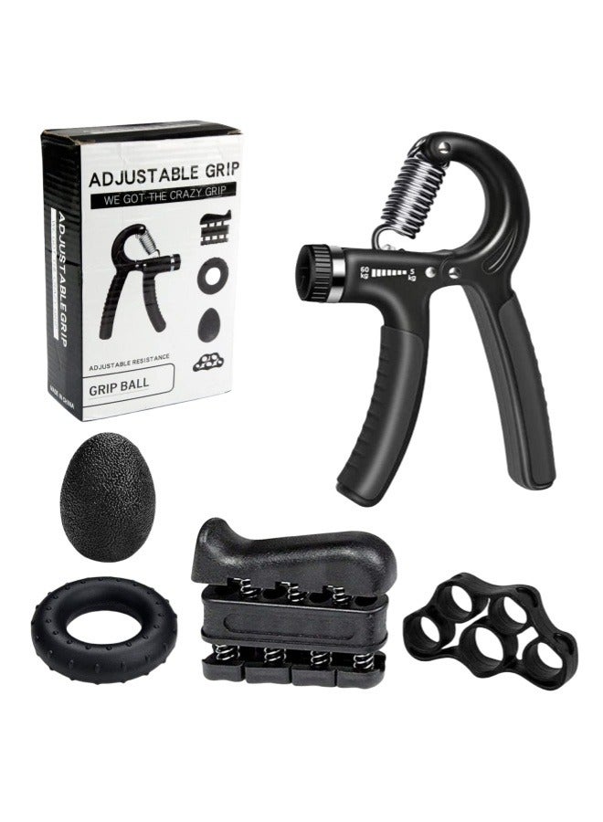 Grip Strength Trainer Kit (5 Pack) with Finger Exerciser, Hand Grip Strengthener, Stress Relief Ball and Forearm Workout Ring is Suitable for All ages - Image 1