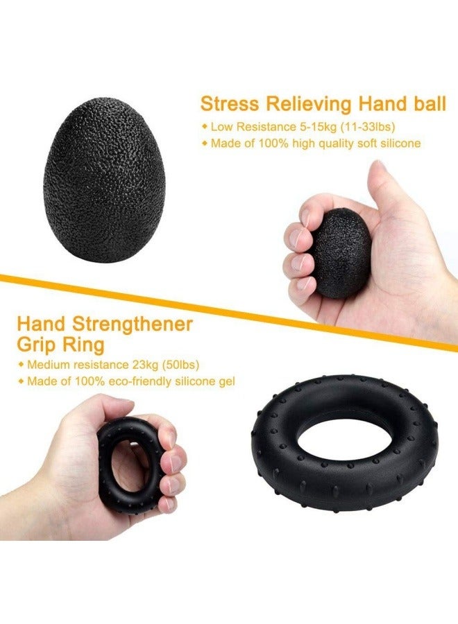 Grip Strength Trainer Kit (5 Pack) with Finger Exerciser, Hand Grip Strengthener, Stress Relief Ball and Forearm Workout Ring is Suitable for All ages - Image 4